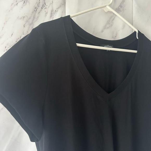 AMBIANCE - BLACK VNECK SHORT SLEEVE STRETCH BLACK TOP WOMENS 3X NWOT - Picture 6 of 8